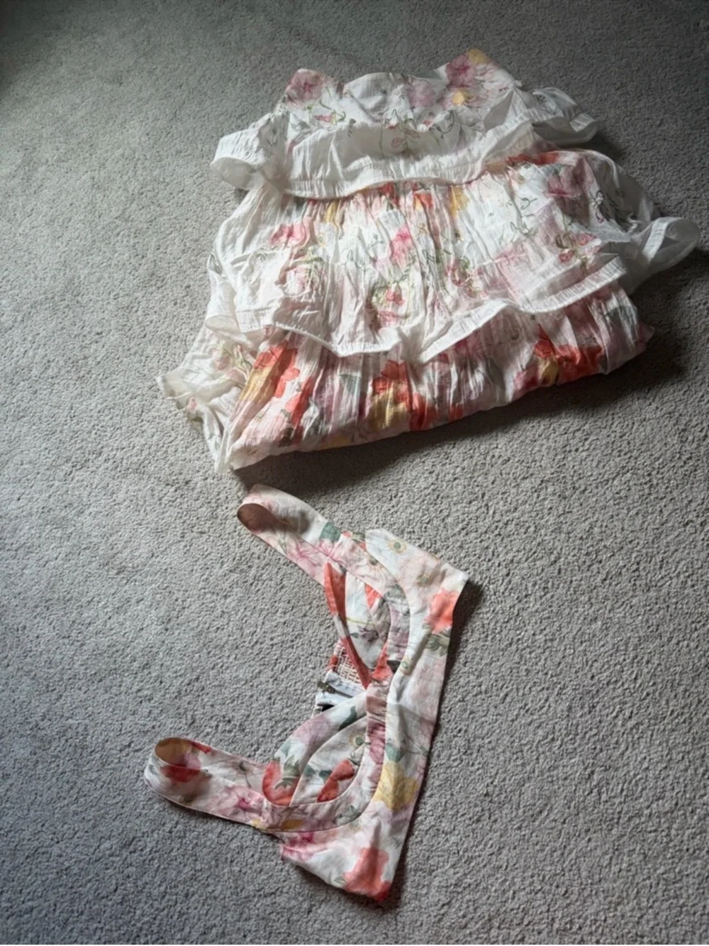 Anewsta Tiered Floral Maxi Skirt in Soft Ivory and Pink - Picture 6 of 6